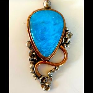 HAND-MADE COPPER & PRECIOUS STONE PENDANT